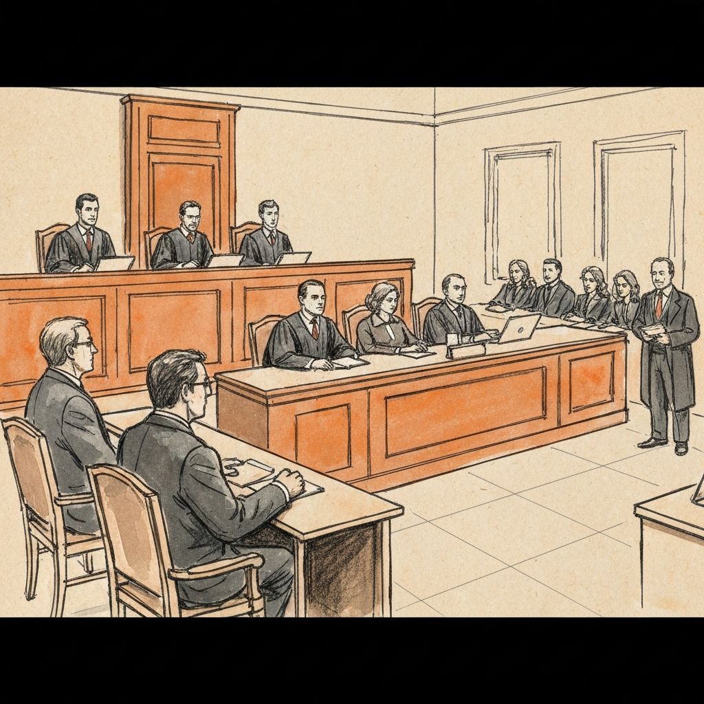 Sala de tribunal con jurado popular en España